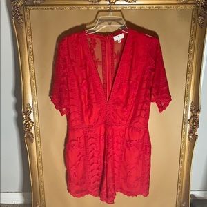 Beautiful red Socialite lace romper